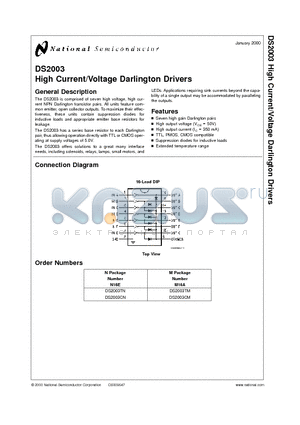 DS2003 datasheet - High Current/Voltage Darlington Drivers