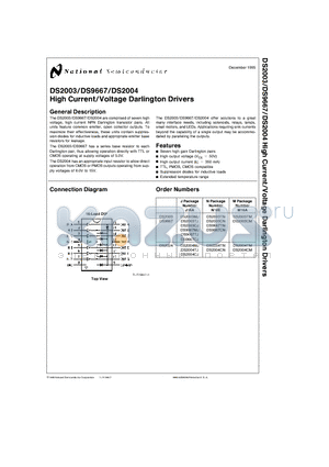 DS2003 datasheet - High Current/Voltage Darlington Drivers