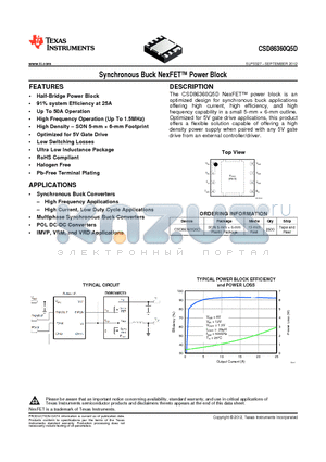 CSD86360Q5D datasheet - Synchronous Buck NexFET Power Block