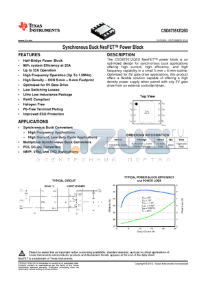 CSD87351ZQ5D datasheet - Synchronous Buck NexFET Power Block