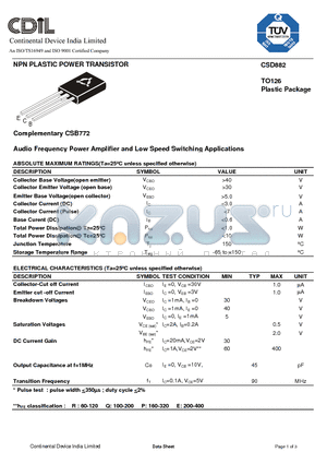 CSD882Q datasheet - Audio Frequency Power Amplifier and Low Speed Switching Applications