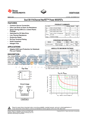 CSD87312Q3E datasheet - Dual 30-V N-Channel NexFET Power MOSFETs