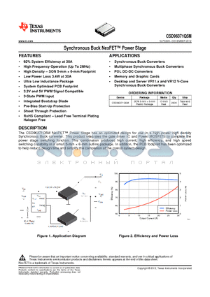 CSD96371Q5M datasheet - Synchronous Buck NexFET Power Stage