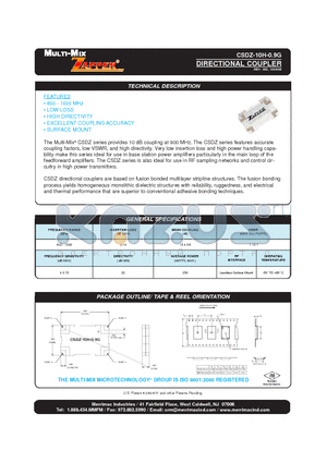 CSDZ-10H-0.9G datasheet - DIRECTIONAL COUPLER