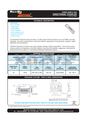 CSDZ-10SH-2.15G datasheet - DIRECTIONAL COUPLER