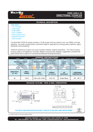 CSDZ-10SH-2.1G datasheet - DIRECTIONAL COUPLER