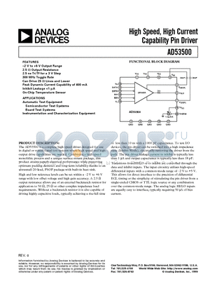 AD53500 datasheet - High Speed, High Current Capability Pin Driver