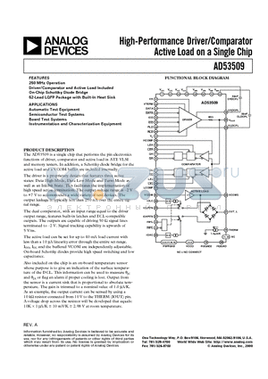 AD53509 datasheet - High-Performance Driver/Comparator Active Load on a Single Chip