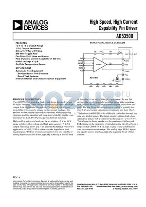 AD53500JRP datasheet - High Speed, High Current Capability Pin Driver