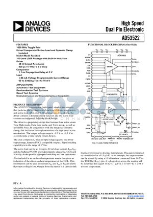 AD53522 datasheet - High Speed Dual Pin Electronic