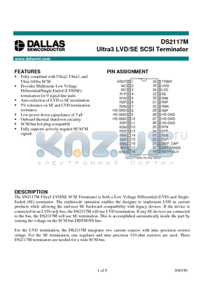 DS2117M datasheet - Ultra3 LVD/SE SCSI Terminator