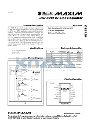 DS2129 datasheet - LVD SCSI 27-Line Regulator