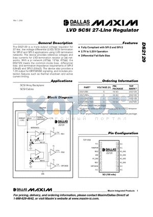 DS2129S+ datasheet - LVD SCSI 27-Line Regulator