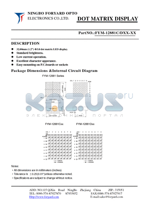 FYM-12881CXX datasheet - DOTMATRIX DISPLAY