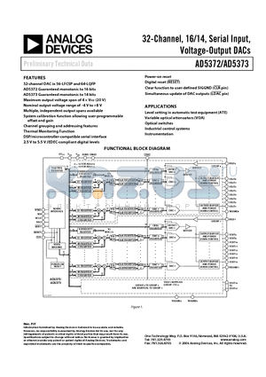 AD5372BSTZ datasheet - 32-Channel, 16/14, Serial Input, Voltage-Output DACs