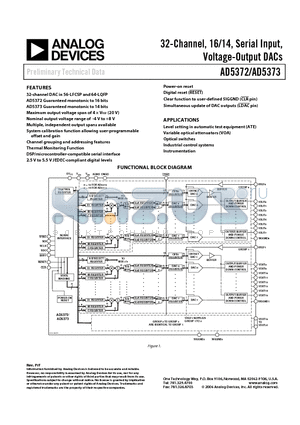 AD5373BCPZ datasheet - 32-Channel, 16/14, Serial Input, Voltage-Output DACs