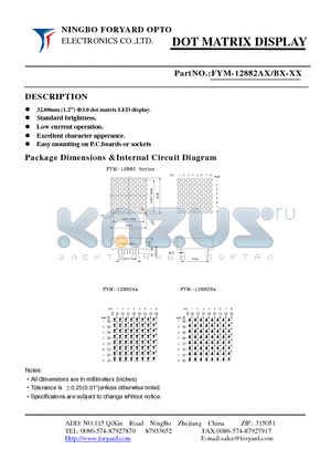 FYM-12882AX-4 datasheet - DOTMATRIX DISPLAY