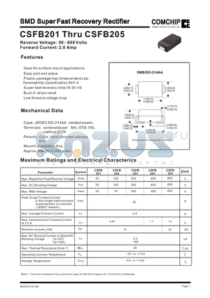 CSFB203 datasheet - SMD Super Fast Recovery Rectifier