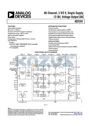 AD5381BST-3-REEL datasheet - 40-Channel, 3 V/5 V, Single-Supply, 12-Bit, Voltage Output DAC