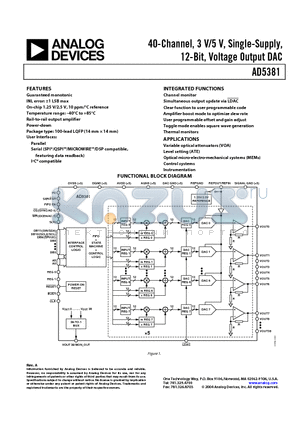 AD5381BST-5-REEL datasheet - 40-Channel, 3 V/5 V, Single-Supply, 12-Bit, Voltage Output DAC