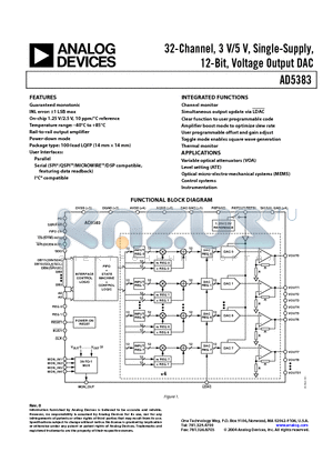 AD5383 datasheet - 32-Channel, 3 V/5 V, Single-Supply, 12-Bit, Voltage Output DAC