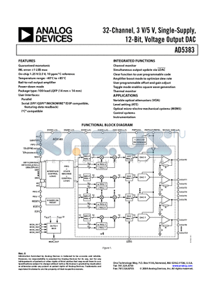 AD5383BST-3 datasheet - 32-Channel, 3 V/5 V, Single-Supply, 12-Bit, Voltage Output DAC