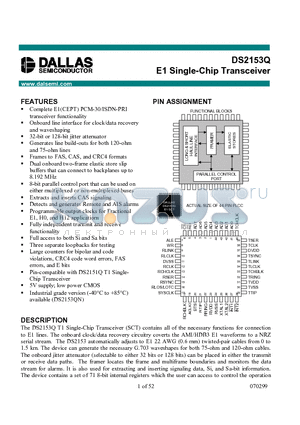 DS2153Q datasheet - E1 Single-Chip Transceiver