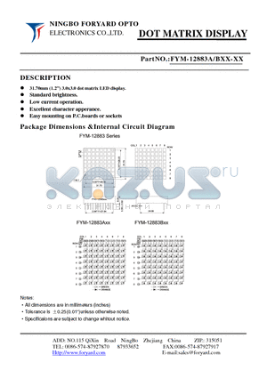 FYM-12883AXX-0 datasheet - DOTMATRIX DISPLAY