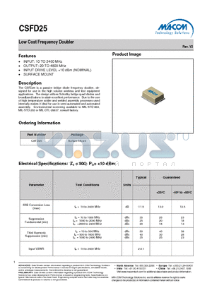 CSFD25 datasheet - Low Cost Frequency Doubler