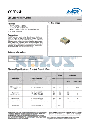 CSFD25H datasheet - Low Cost Frequency Doubler