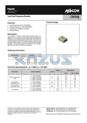 CSFD26 datasheet - Low Cost Frequency Doubler