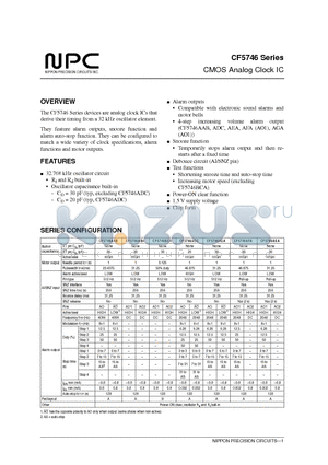 CF5746BCA datasheet - CMOS Analog Clock IC