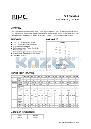 CF5760JA datasheet - CMOS Analog Clock IC