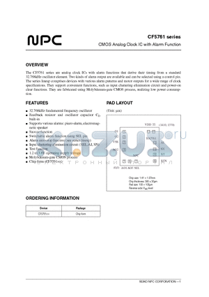 CF5761CA datasheet - CMOS Analog Clock IC with Alarm Function