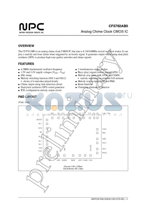 CF5762AB0 datasheet - Analog Chime Clock CMOS IC