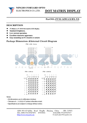 FYM-14581AX-4 datasheet - DOTMATRIX DISPLAY