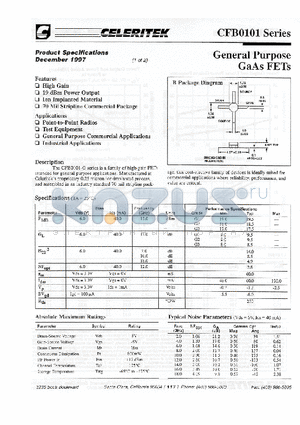 CFB0101 datasheet - GENERAL PURPOSE GAAS FETS