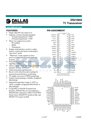 DS2180A datasheet - T1 Transceiver