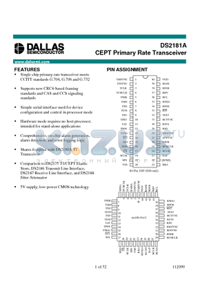 DS2181A datasheet - CEPT Primary Rate Transceiver