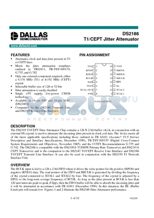 DS2188 datasheet - T1/CEPT Jitter Attenuator