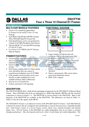 DS21FT40 datasheet - Four x Three 12 Channel E1 Framer