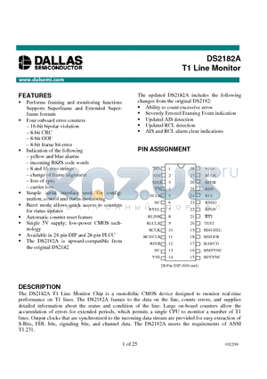 DS2182A datasheet - T1 Line Monitor