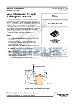 33399 datasheet - Local Interconnect Network (LIN) Physical Interface