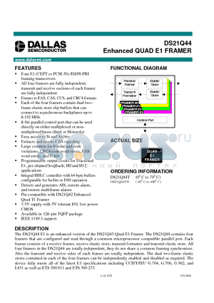 DS21Q44T datasheet - Enhanced QUAD E1 FRAMER
