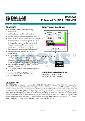 DS21Q42T datasheet - Enhanced QUAD T1 FRAMER