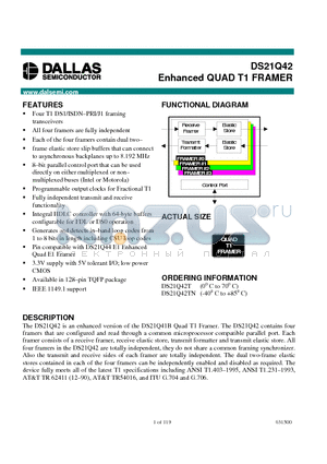 DS21Q42TN datasheet - Enhanced QUAD T1 FRAMER