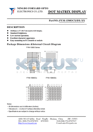 FYM-15883CX datasheet - DOTMATRIX DISPLAY