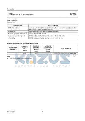 CSH-EFD30-1S-12P-TZ datasheet - EFD cores and accessories