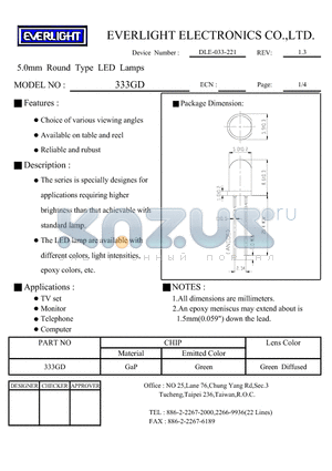 333GD datasheet - 5.0 MM ROUND TYPE LED LAMPS