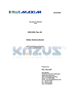 DS21Q59 datasheet - RELIABILITY REPORT FOR DS21Q59, REV A2